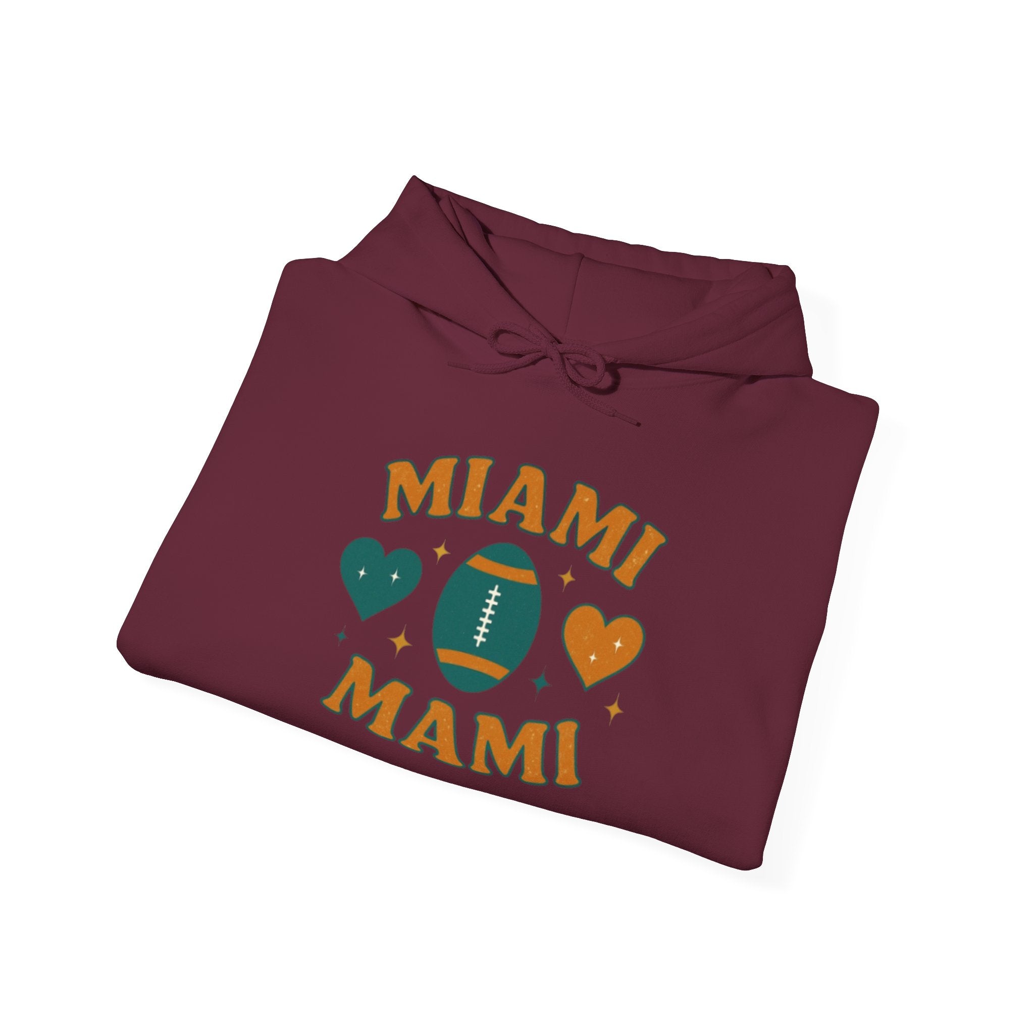 Miami Mami Football Hoodie — Retro Heart Game Day Sweatshirt