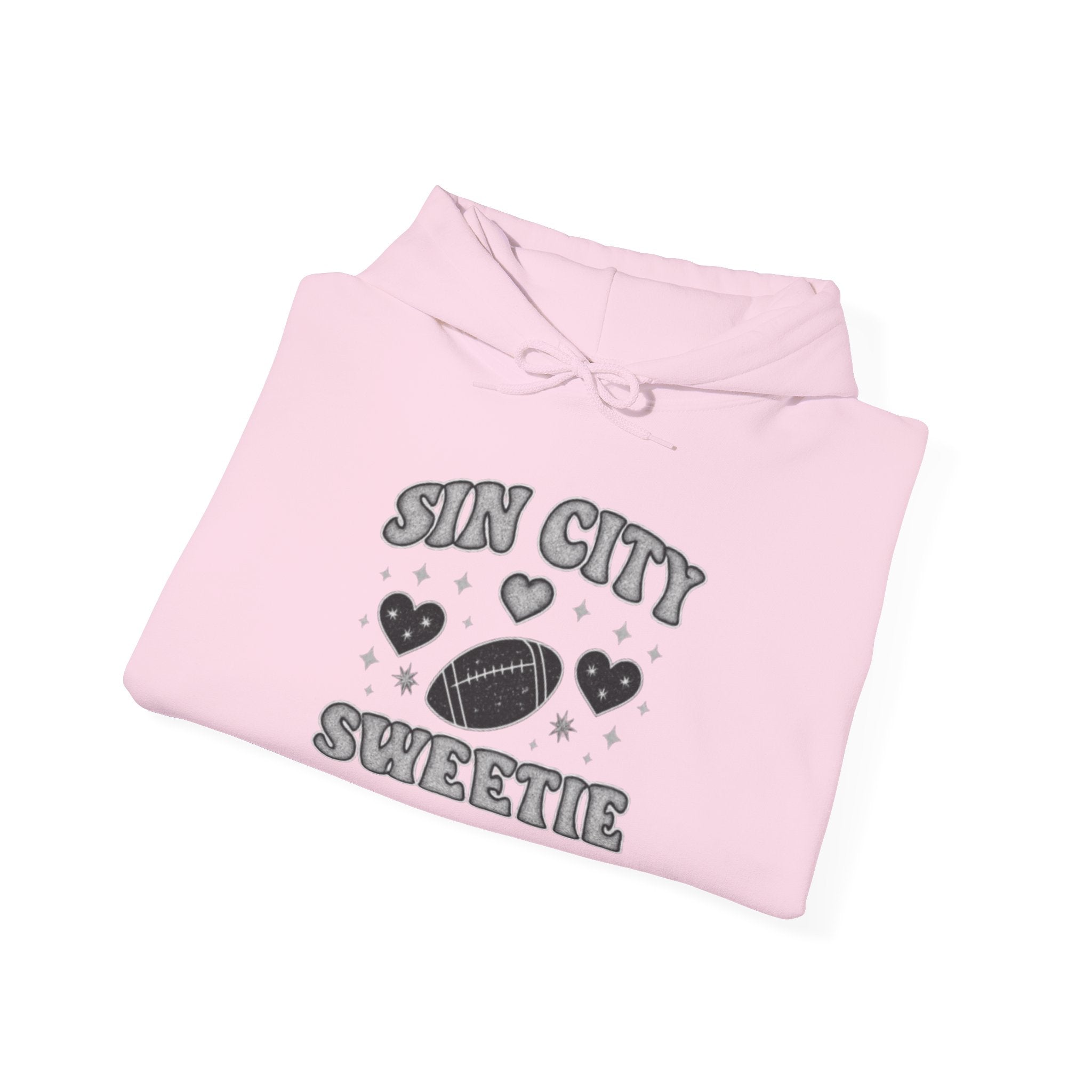 Sin City Sweetie Hoodie — Retro Heart & Football Graphic Pullover