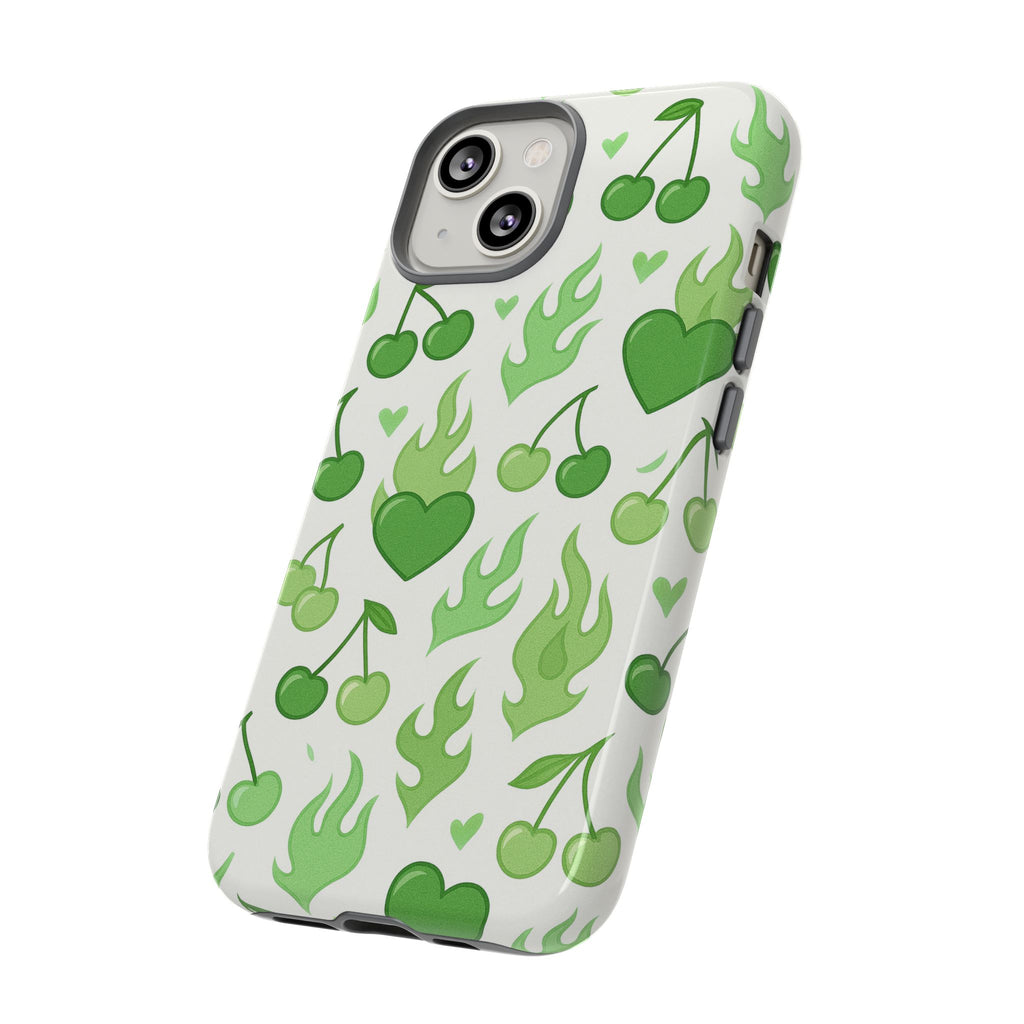 Green Flame Hearts Phone Case