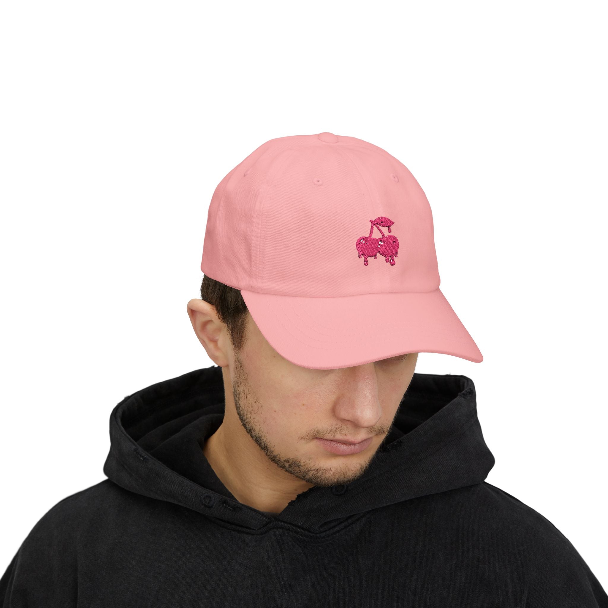 Drippy Pink Cherries Ball Cap Embroidered
