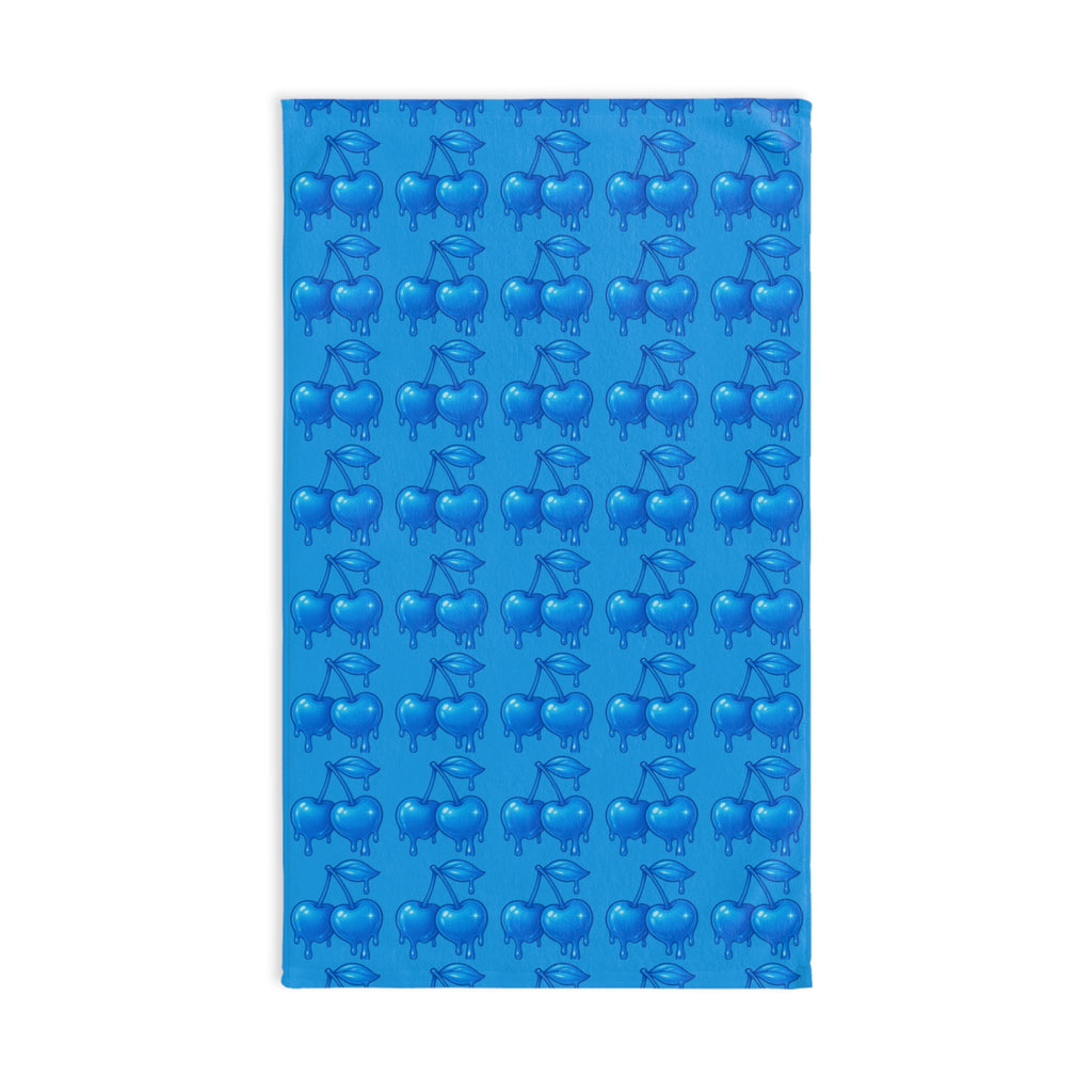 Blue Cherry Drip Pattern Hand Towel