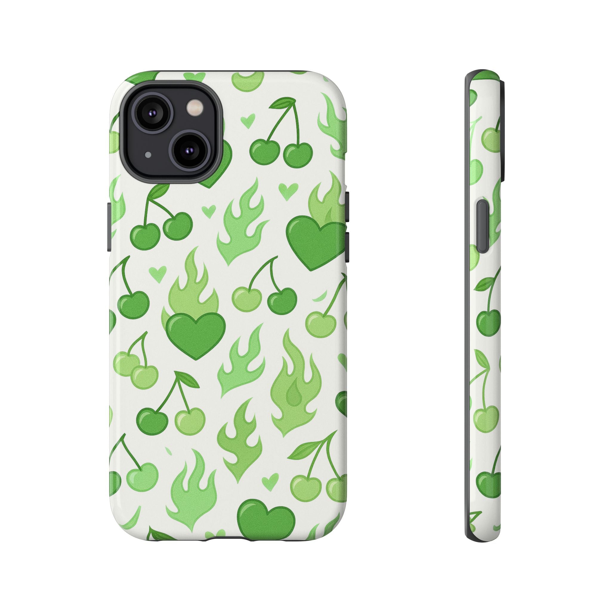 Green Flame Hearts Phone Case
