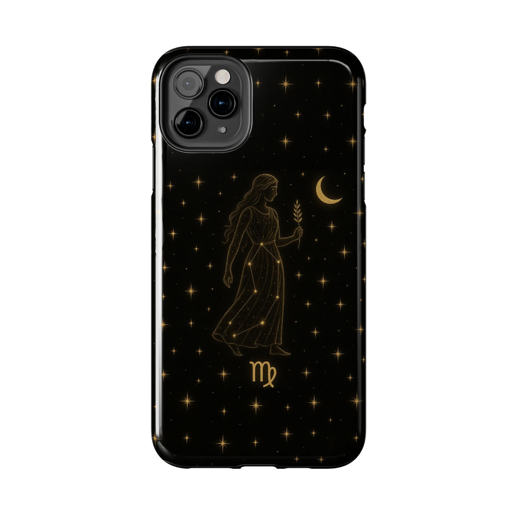 Virgo Tough Phone Case — Gold Constellation Zodiac Design