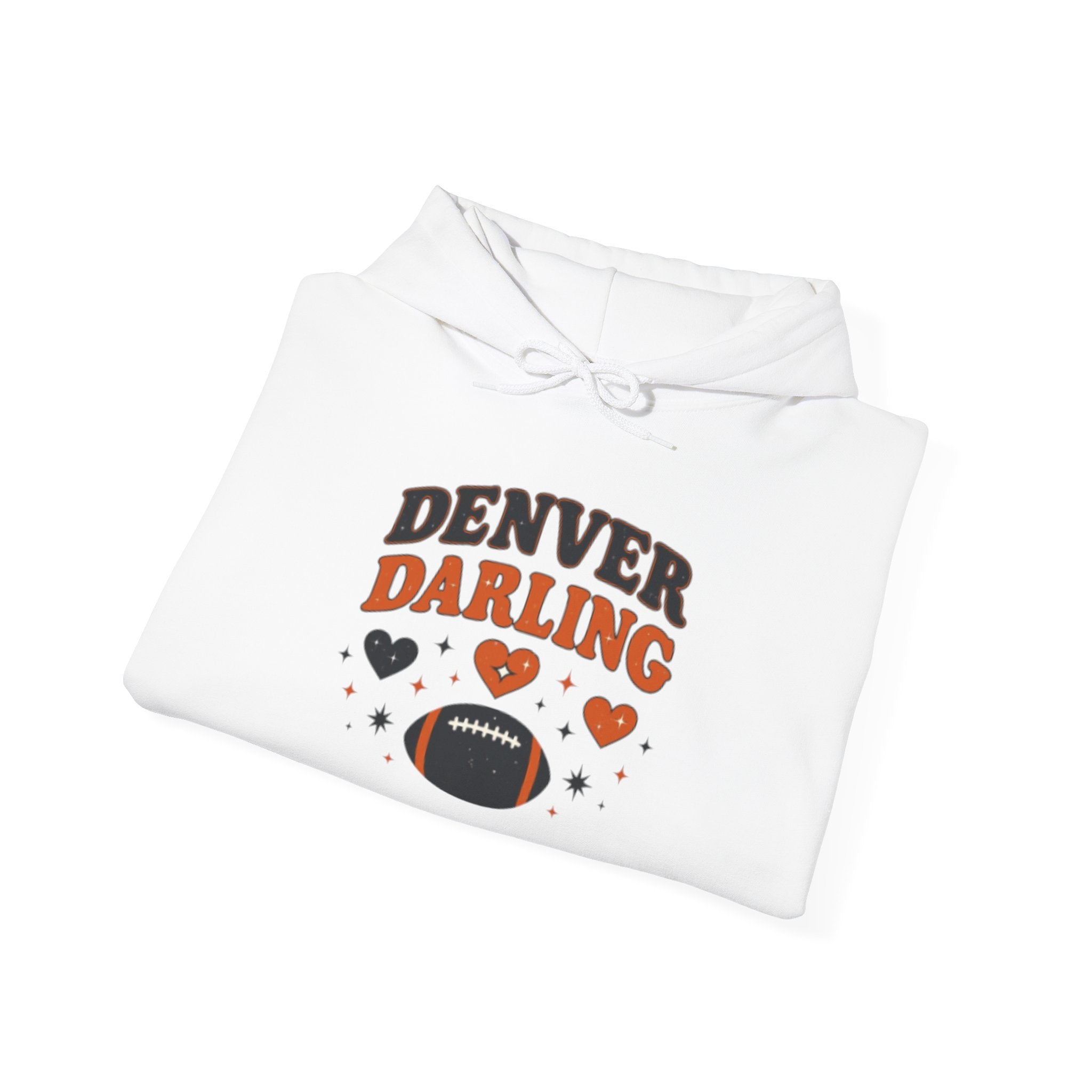 Denver Darling Hoodie — Cute Football Fan Pullover with Hearts