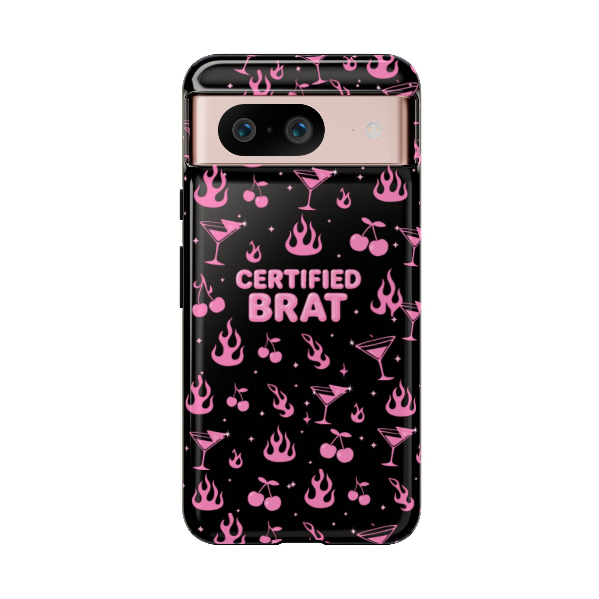 Black Certified Brat Pink Pattern Phone Case