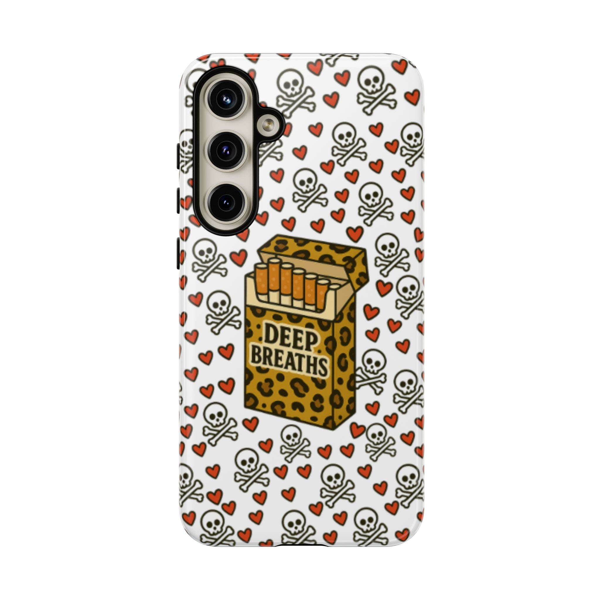 'Deep Breaths' Cigs & Skulls Phone Case