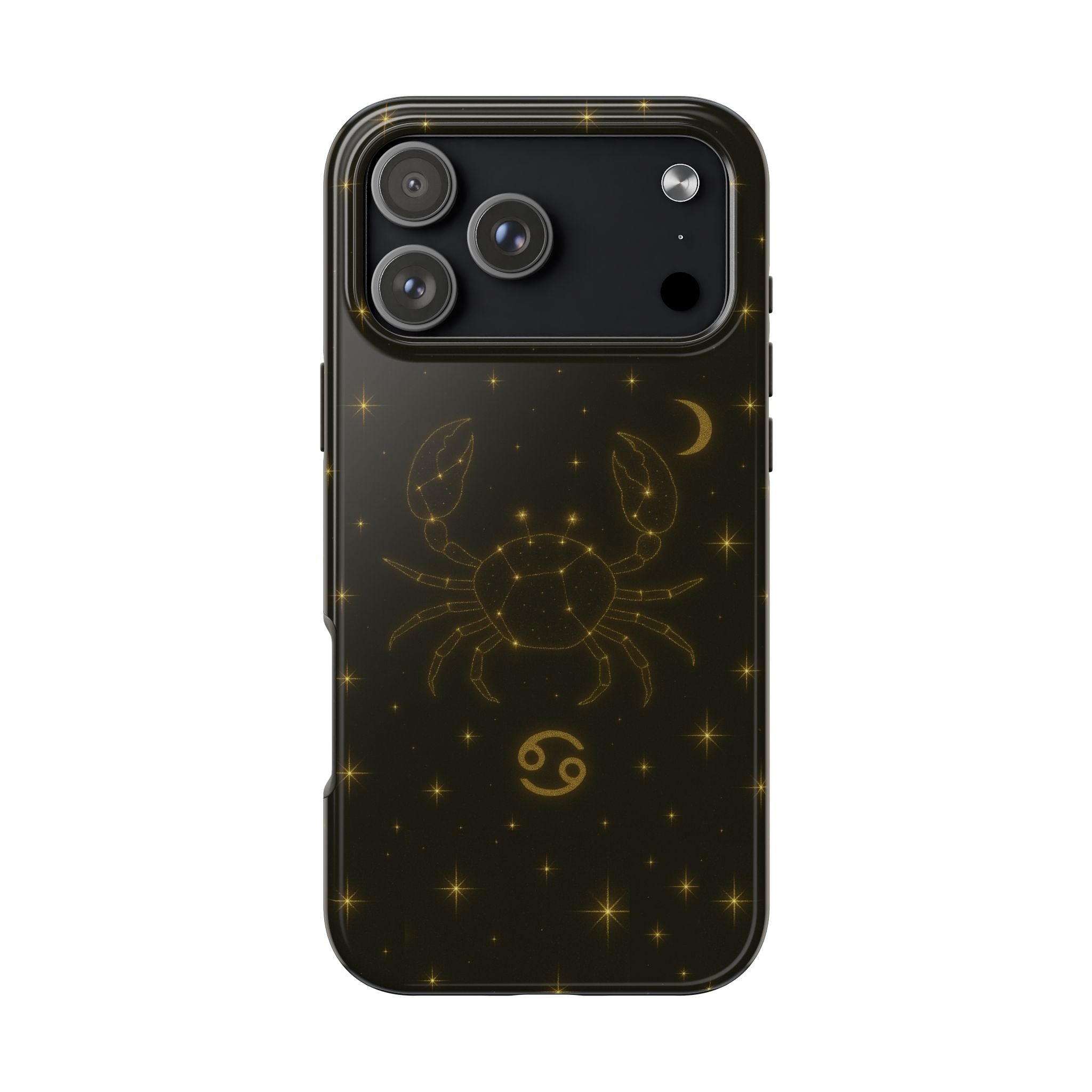 Cancer Zodiac Tough Phone Case — Gold Constellation Crab with Crescent Moon