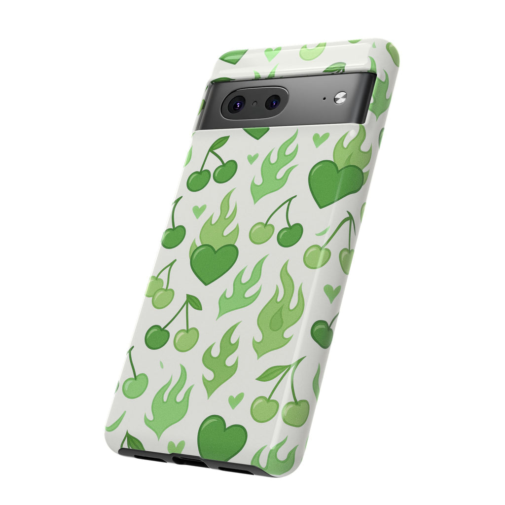 Green Flame Hearts Phone Case