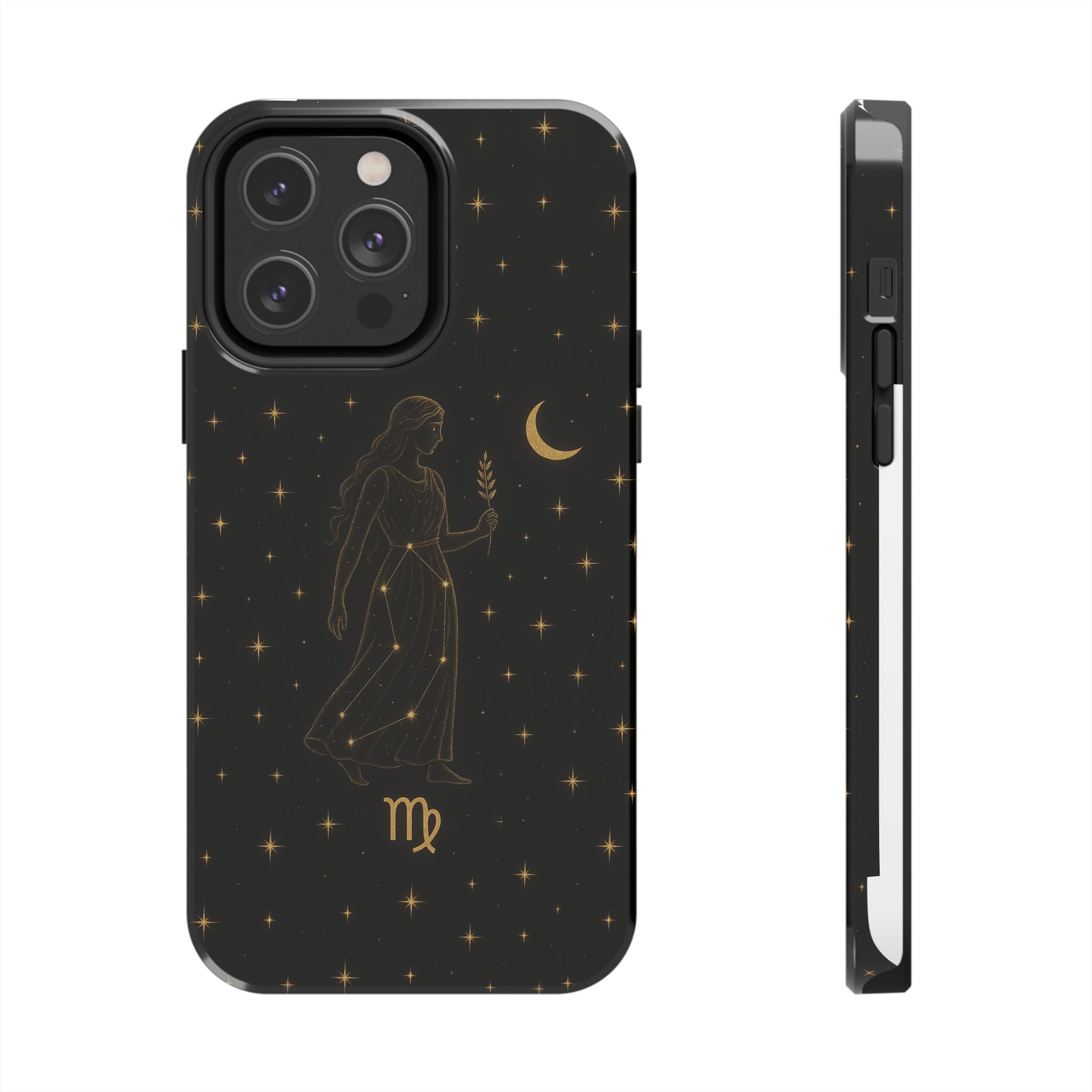 Virgo Tough Phone Case — Gold Constellation Zodiac Design