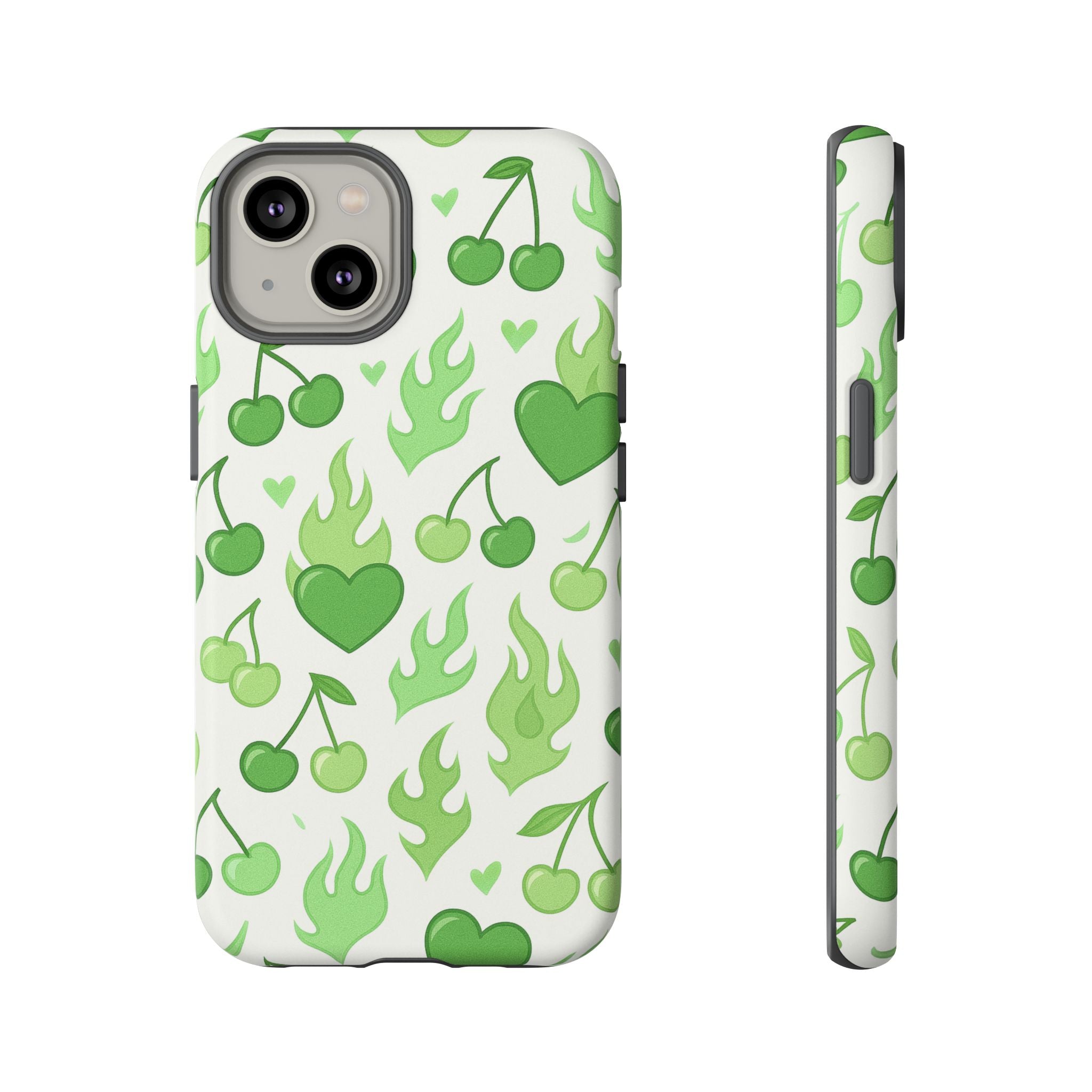 Green Flame Hearts Phone Case