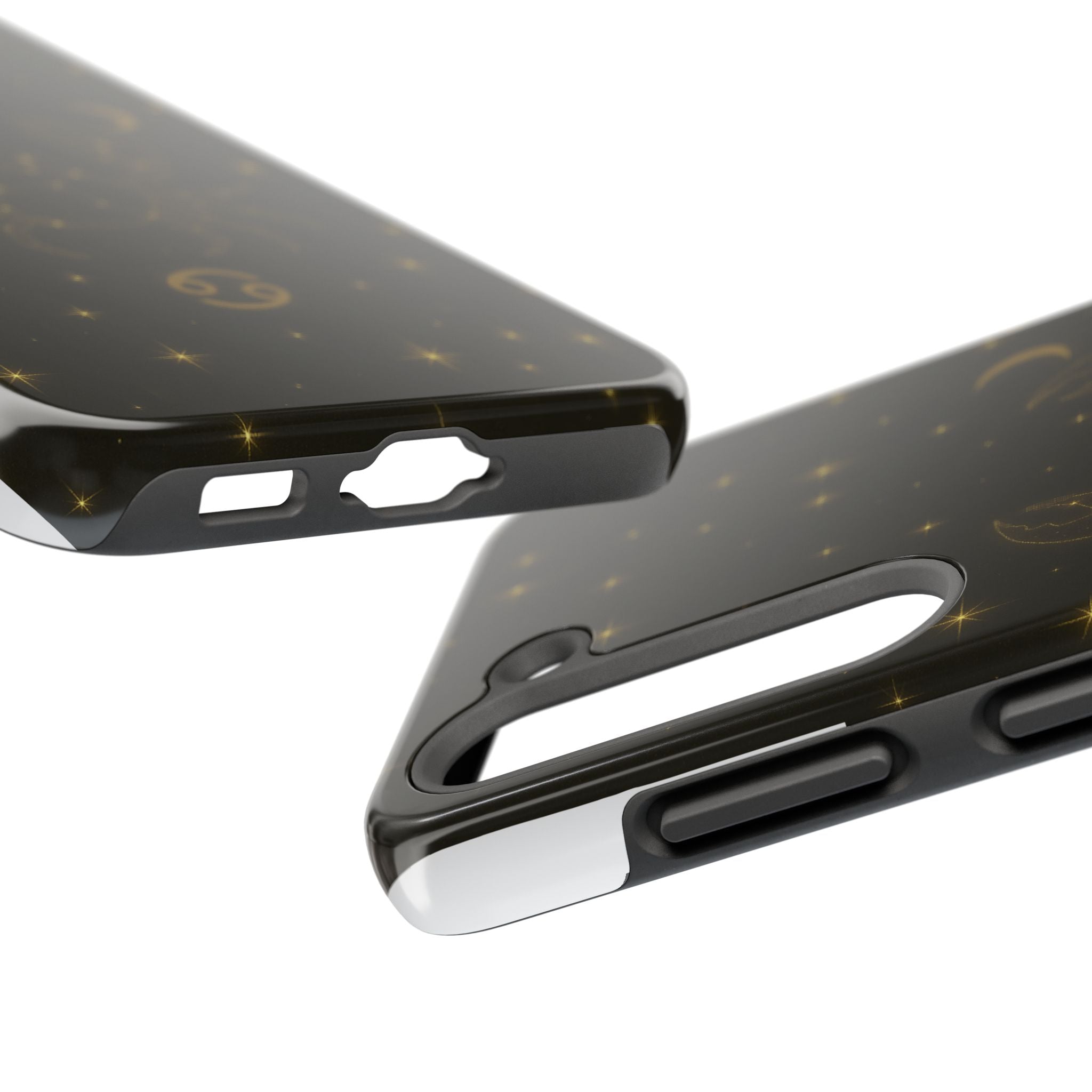 Cancer Zodiac Tough Phone Case — Gold Constellation Crab with Crescent Moon