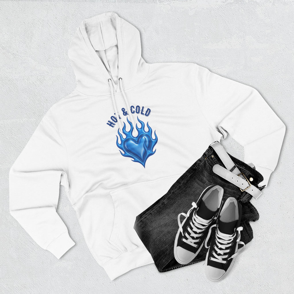 Hot & Cold Blue Flame Hoodie — Graphic Fleece Pullover