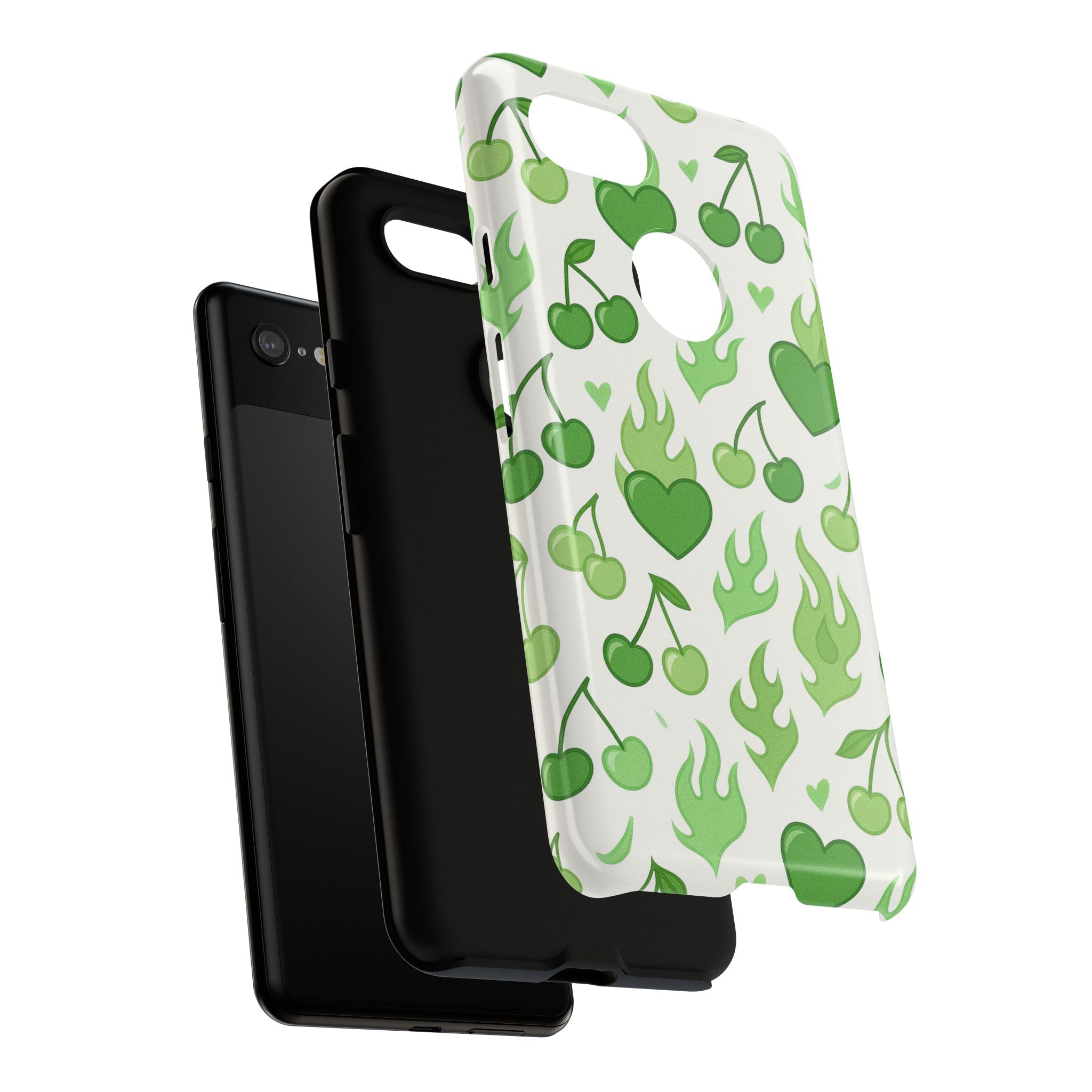 Green Flame Hearts Phone Case