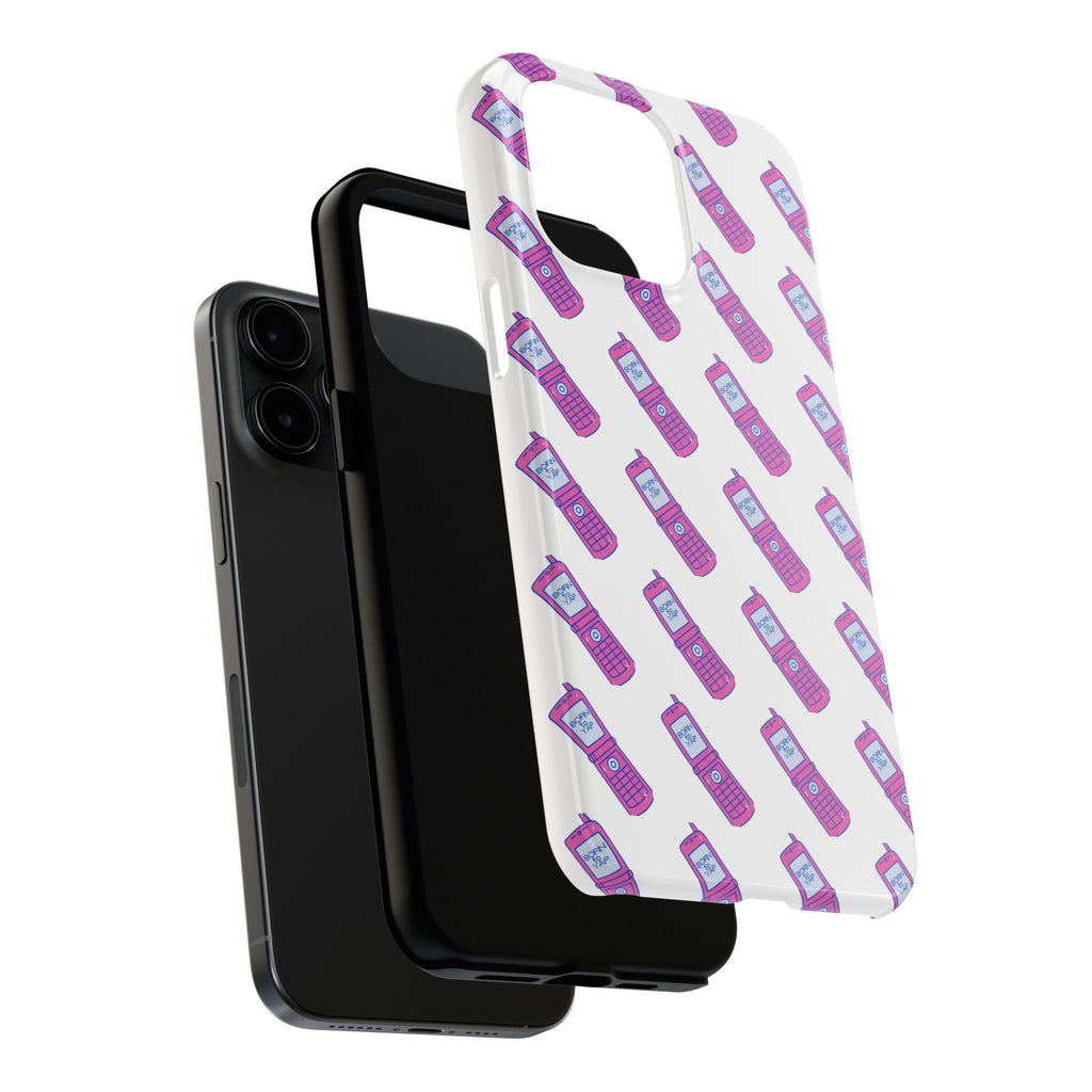 Retro Purple Born to Yap Flip Phone Phone Case | 90s Pattern, Cute Tech Design