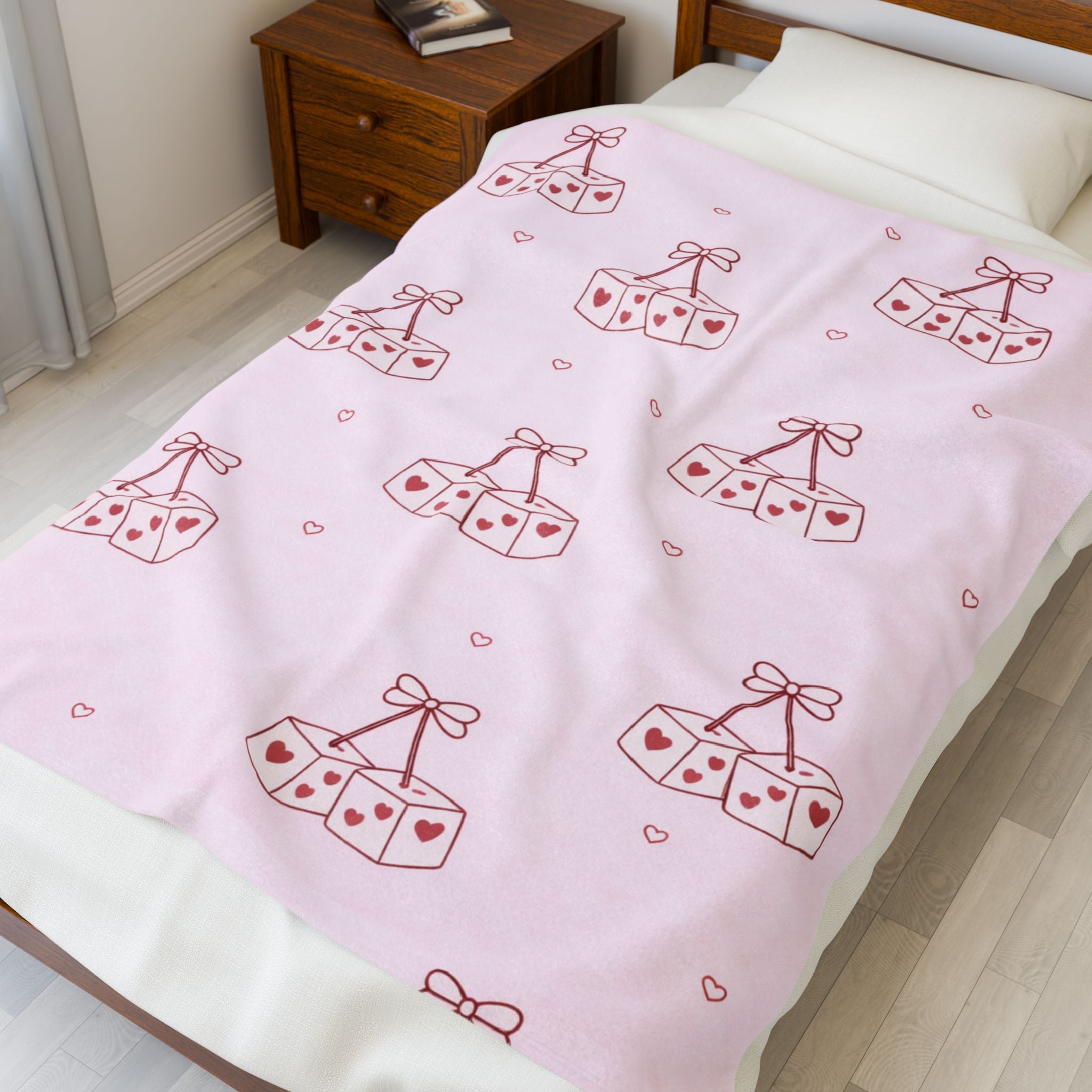 Heart Cherry Dice Plush Blanket