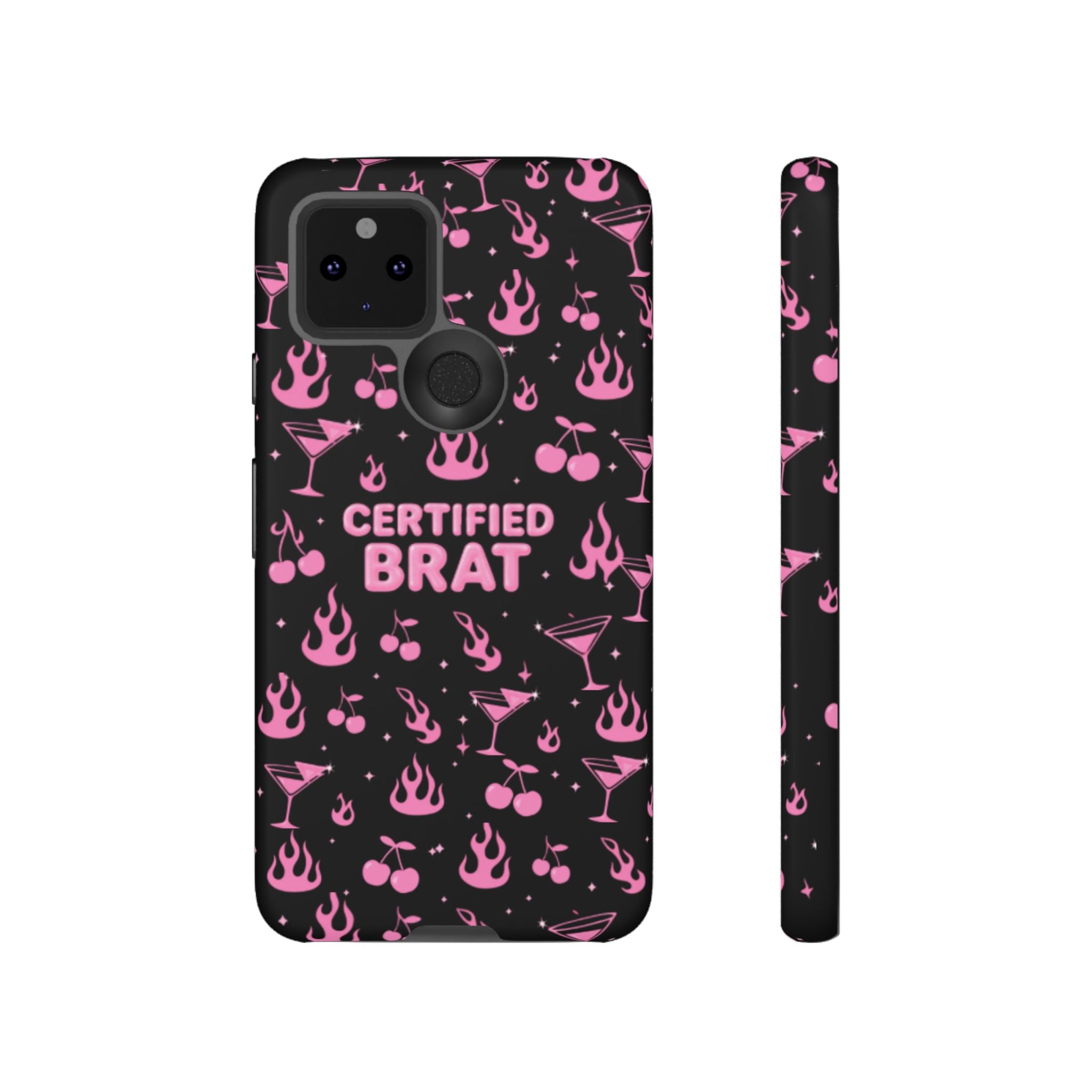 Black Certified Brat Pink Pattern Phone Case