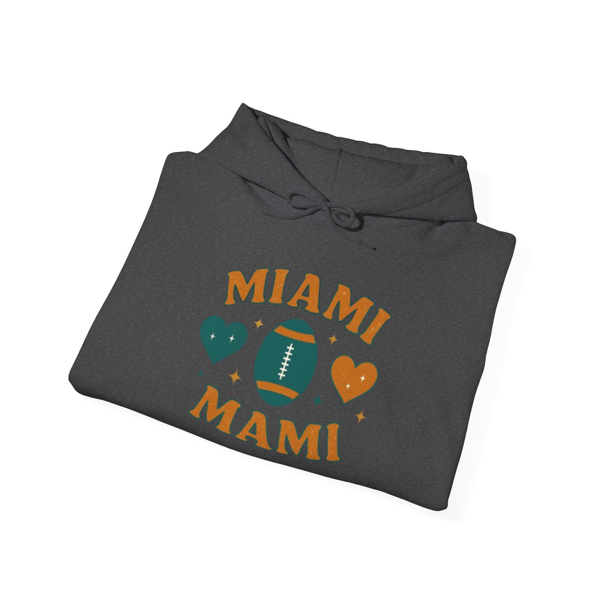 Miami Mami Football Hoodie — Retro Heart Game Day Sweatshirt