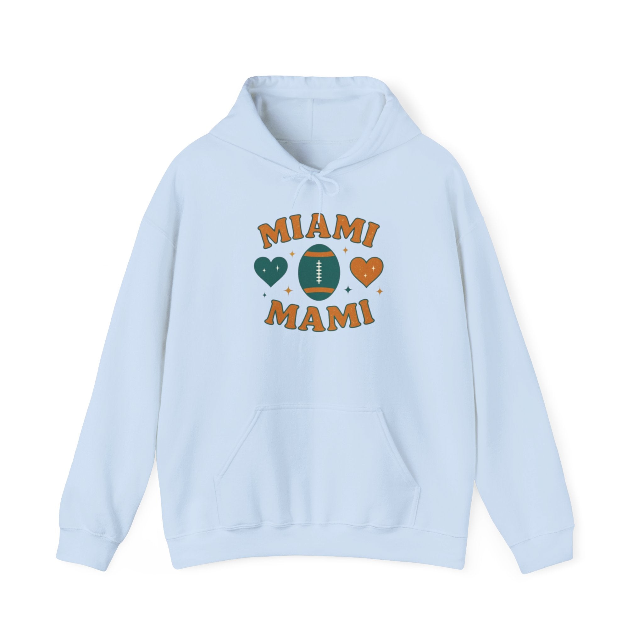 Miami Mami Football Hoodie — Retro Heart Game Day Sweatshirt