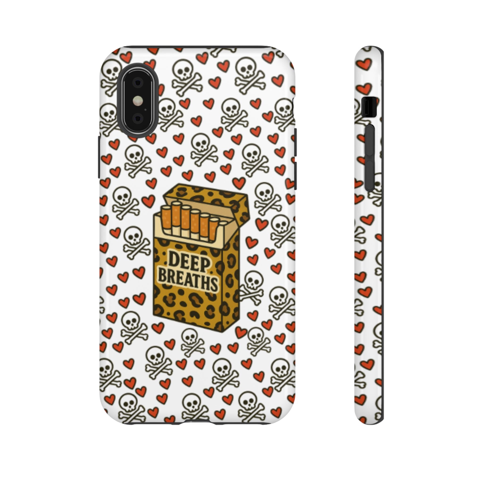 'Deep Breaths' Cigs & Skulls Phone Case