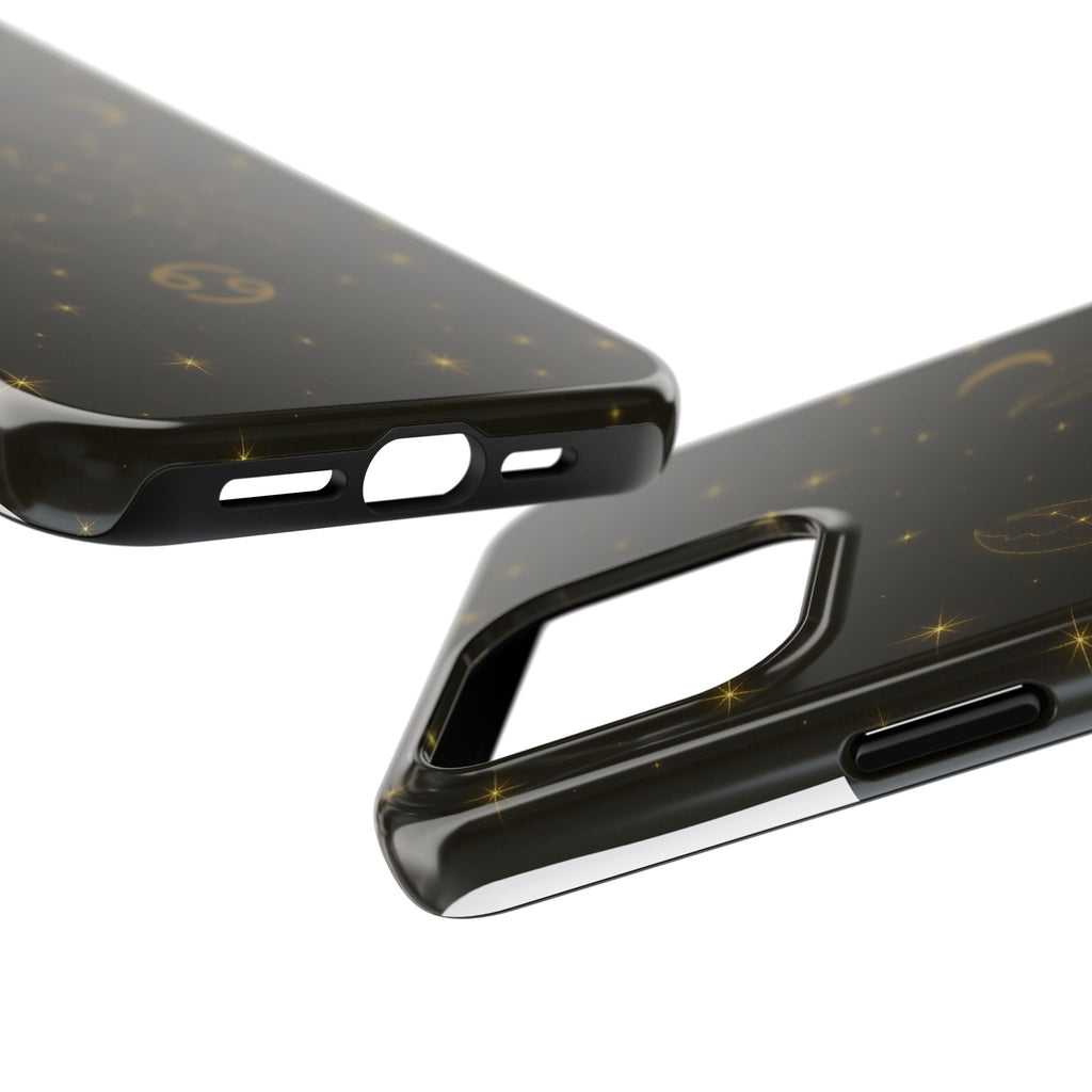 Cancer Zodiac Tough Phone Case — Gold Constellation Crab with Crescent Moon