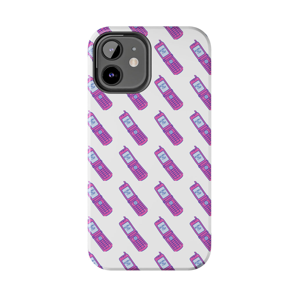 Retro Purple Born to Yap Flip Phone Phone Case | 90s Pattern, Cute Tech Design