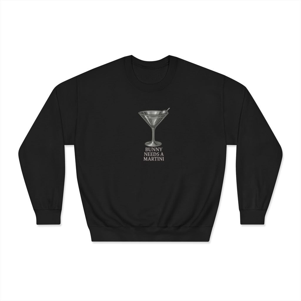 Silver Crewneck Sweatshirt — 'Bunny needs a martini’
