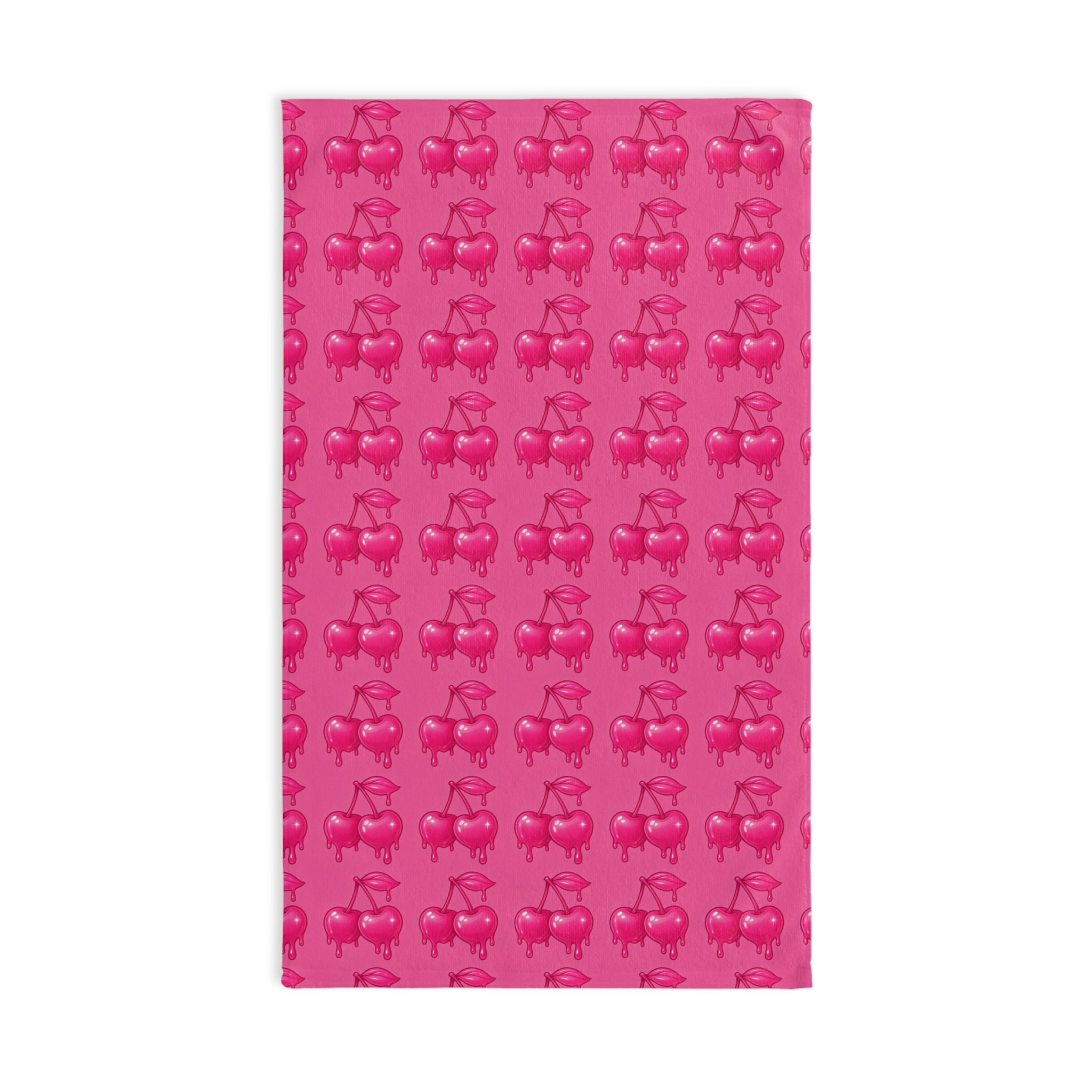 Pink Cherry Drip Pattern Hand Towel
