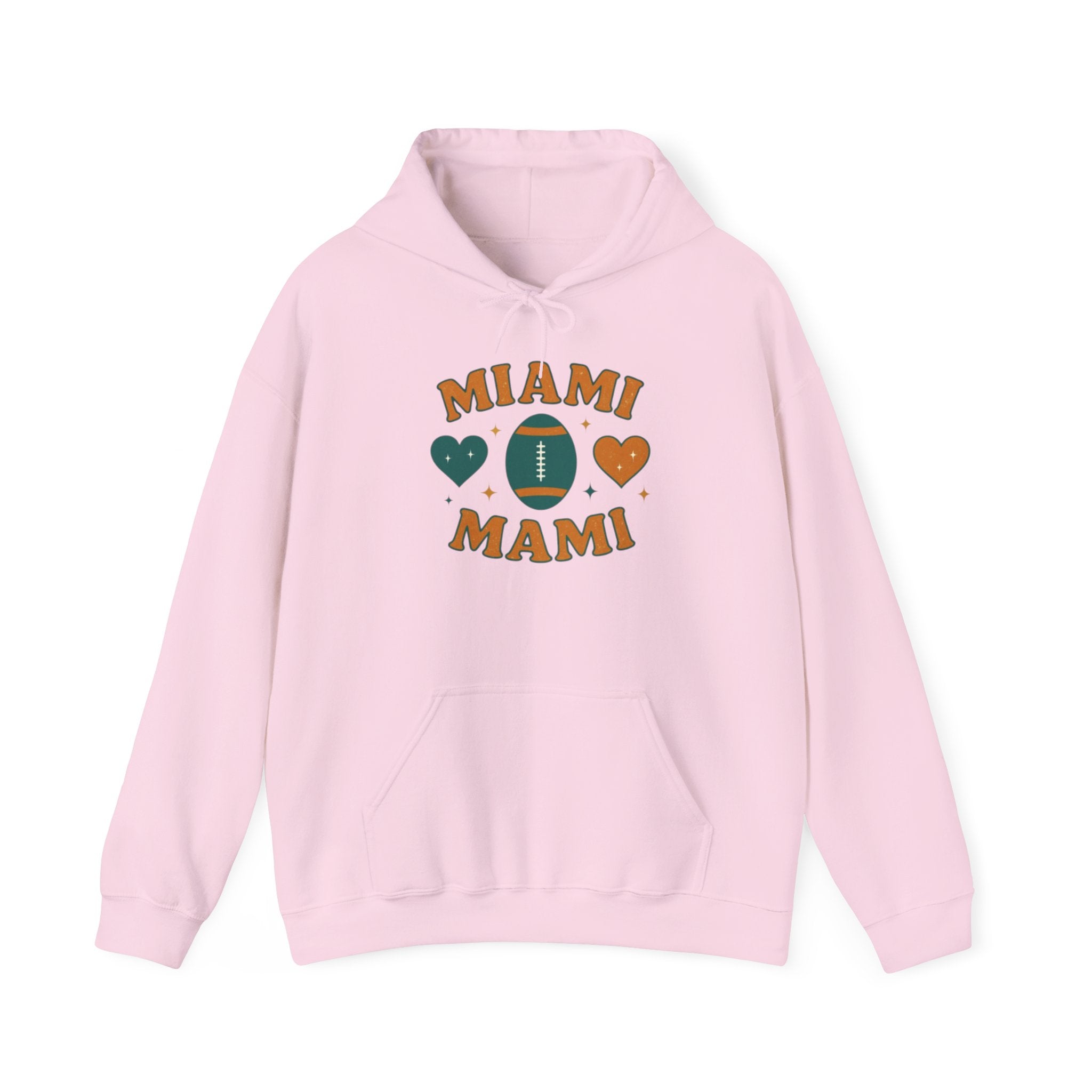 Miami Mami Football Hoodie — Retro Heart Game Day Sweatshirt