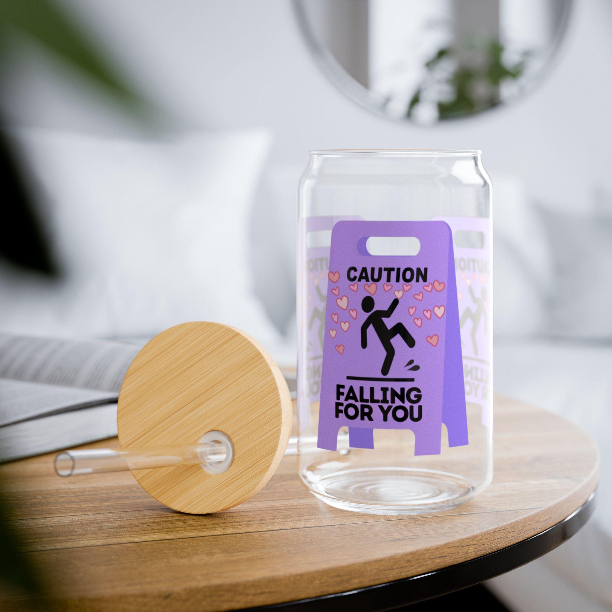 Caution Falling For You Sipper Glass | 16oz
