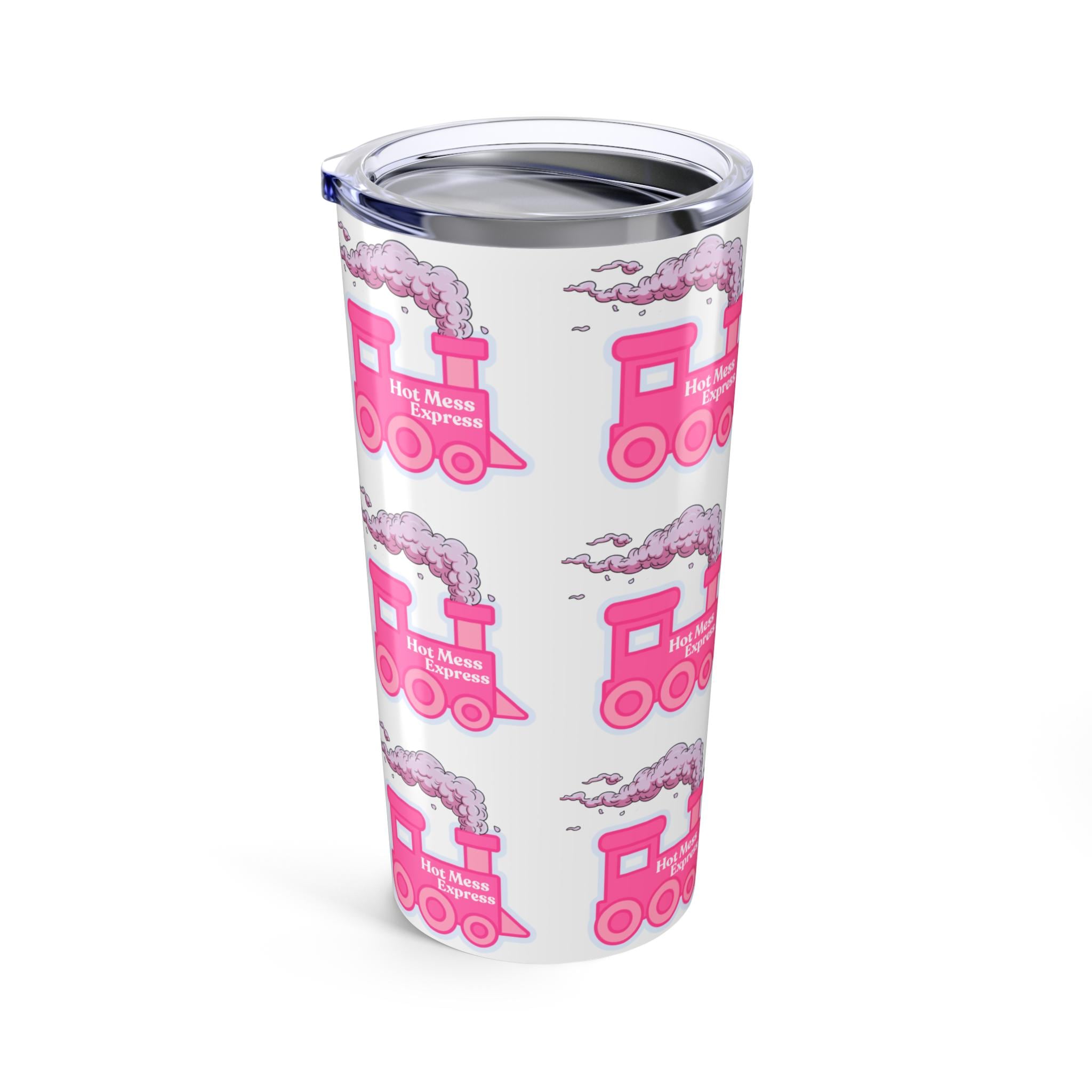 Pink Hot Mess Express Pattern Tumbler 20oz | Cute Locomotive Travel Cup