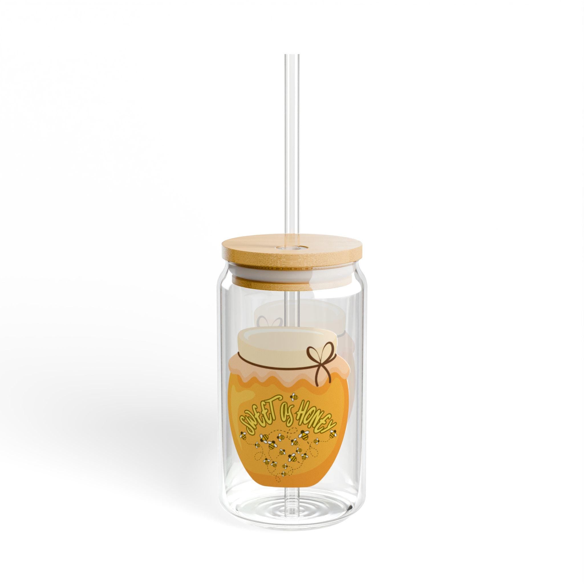 Honey Jar Illustration Sipper Glass | 16oz Straw Tumbler
